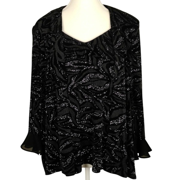 R&M Richards Jackets & Blazers - Vintage R&M Richards Womens Black Glitter Zebra Print Jacket Size 12 Long Sleeve